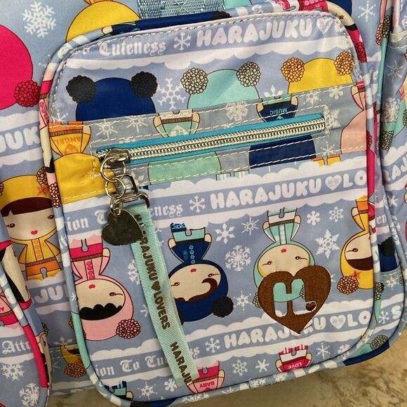 NWT Harajuko Lovers Eskimo Kisses Cross Body Nylon Printed Satchel Travel Bag - Picture 9 of 16